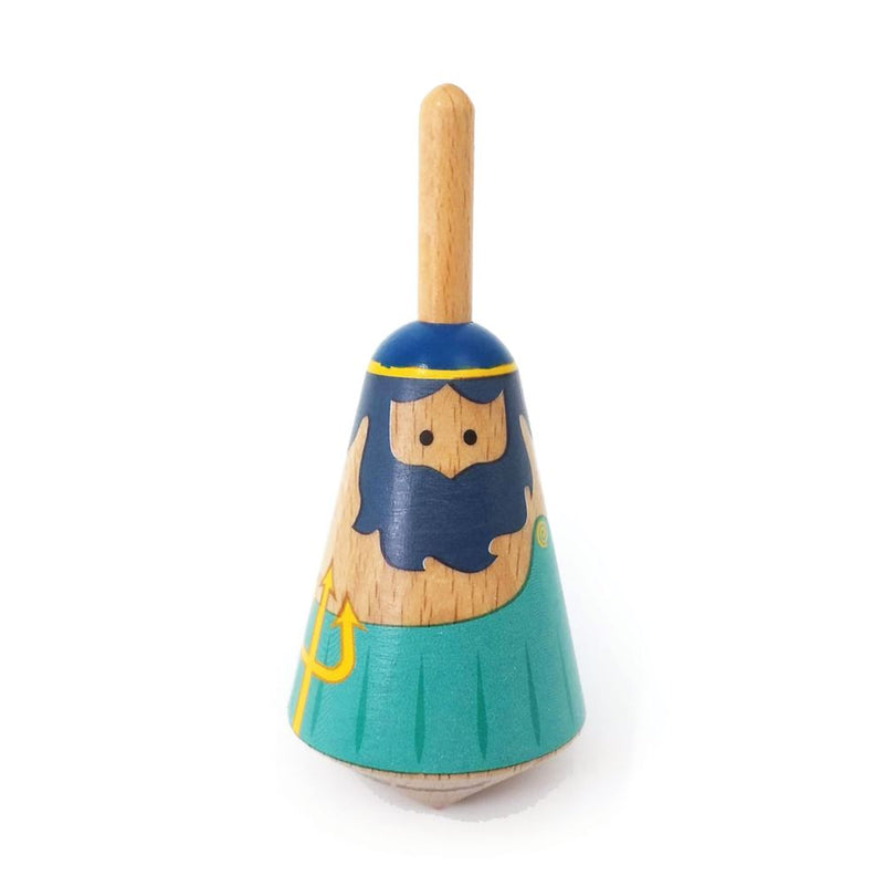 Load image into Gallery viewer, Griekse houten tol: poseidon. 3,5x3,5x8