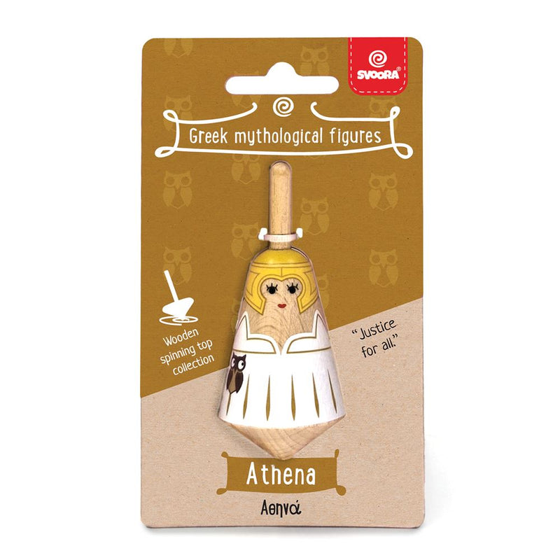 Load image into Gallery viewer, Griekse houten tol: athena. 3,5x3,5x8