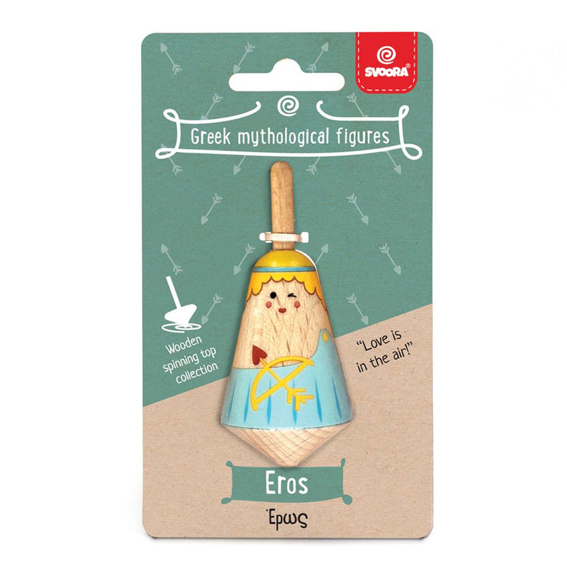 Load image into Gallery viewer, Griekse houten tol: eros. 3,5x3,5x8 cm.