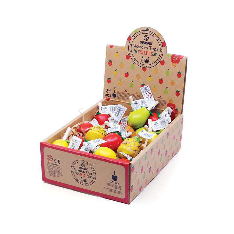 Load image into Gallery viewer, Dsp. houten tol fruit. 6 ontwerpen. 24 s