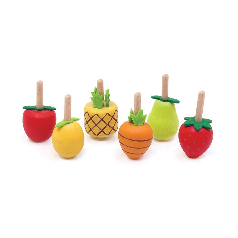 Load image into Gallery viewer, Dsp. houten tol fruit. 6 ontwerpen. 24 s