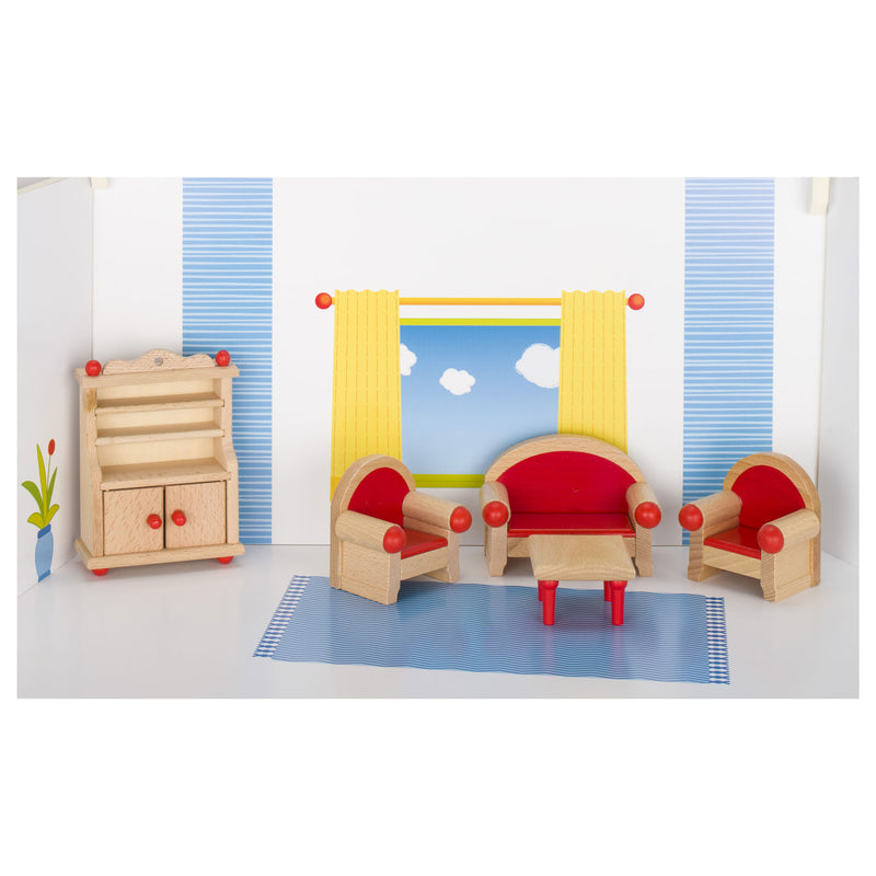 Load image into Gallery viewer, Goki Poppenhuis Meubeltjes Woonkamer, 5dlg.