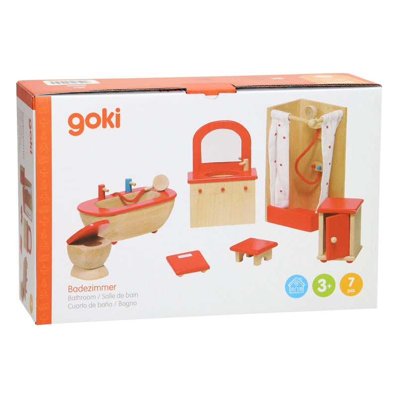 Load image into Gallery viewer, Goki - poppenhuismeubeltjes serie 2: badkamer 7-delig - hout
