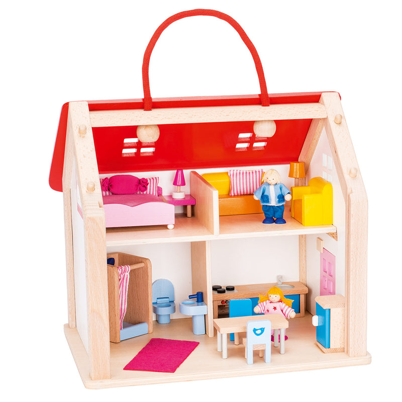 Load image into Gallery viewer, Goki Houten Poppenhuis Koffer met Accessoires