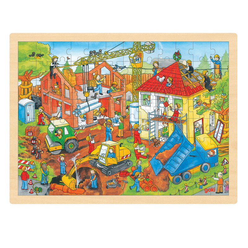 Load image into Gallery viewer, Goki houten legpuzzel - bouwplaats, 96st.