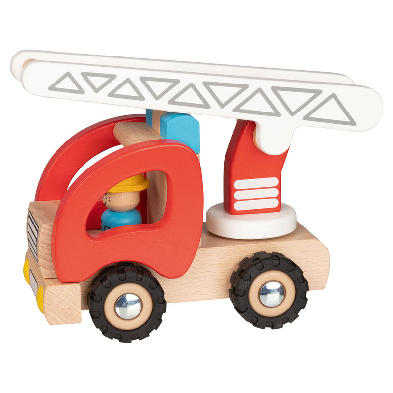 Load image into Gallery viewer, Goki houten brandweer ladderwagen