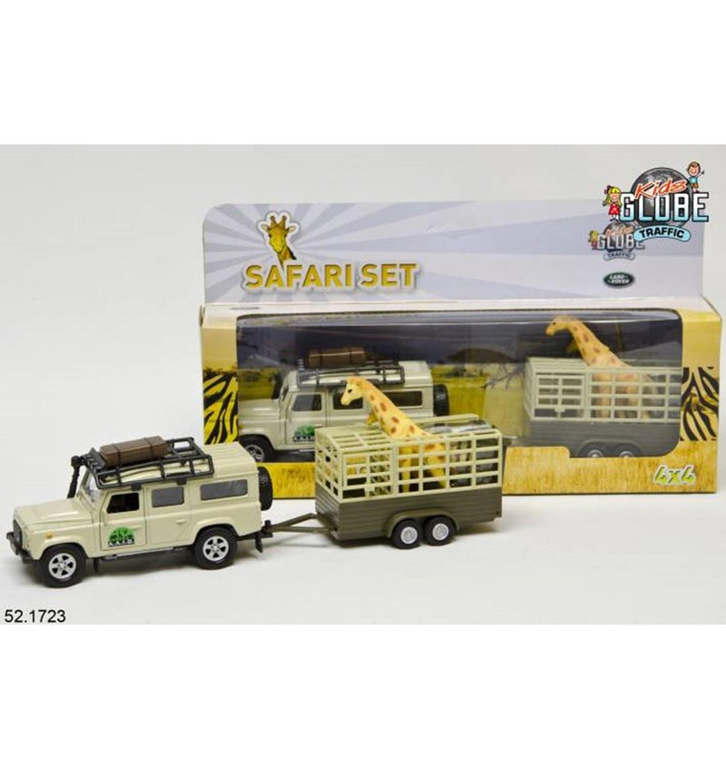 Load image into Gallery viewer, Kids globe landrover defender+giraffe trailer