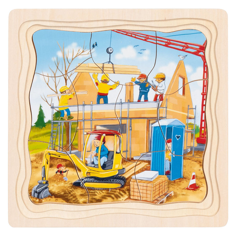 Load image into Gallery viewer, Goki houten 3-lagen puzzel - huis bouwen - 35st.