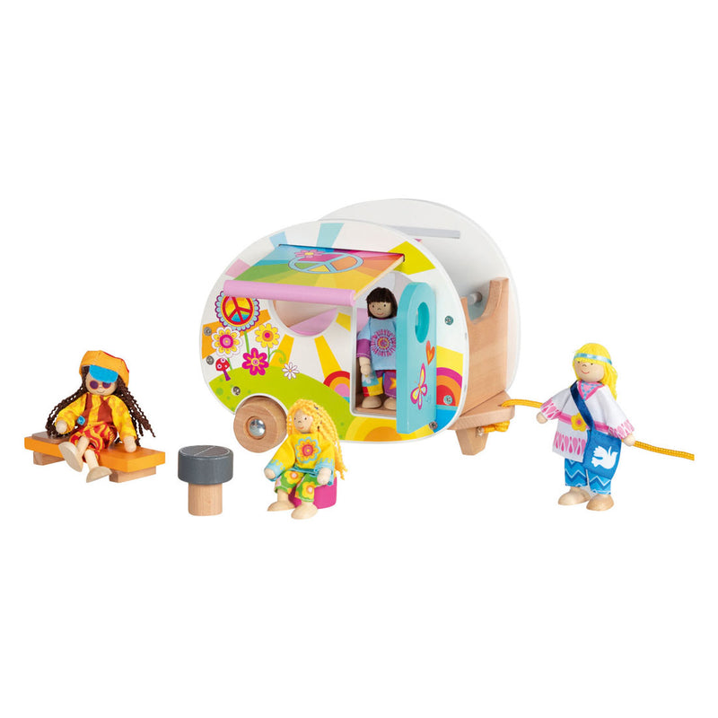 Load image into Gallery viewer, Goki houten happy campers caravan speelgoed