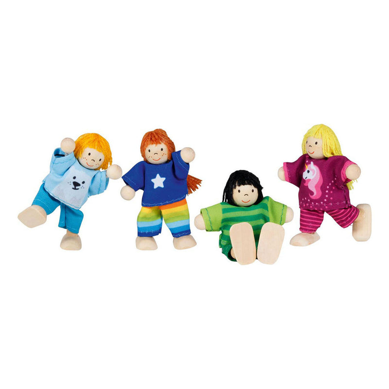 Load image into Gallery viewer, Goki houten poppenhuis poppen flexibel kinderen, 4st.
