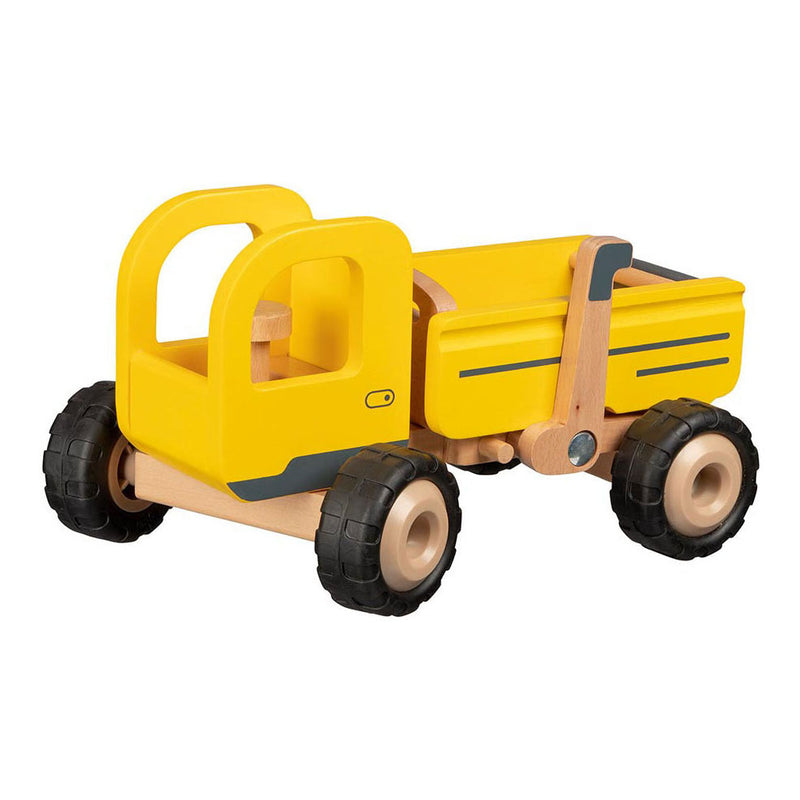 Load image into Gallery viewer, Goki houten kiepwagen geel