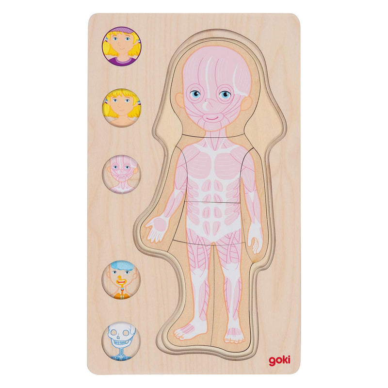Load image into Gallery viewer, Goki houten lagenpuzzel menselijk lichaam meisje, 29st.