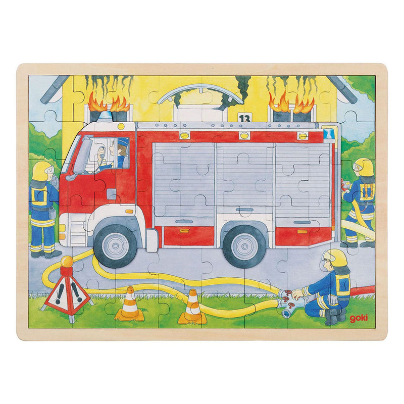 Load image into Gallery viewer, Goki houten lagenpuzzel brandweer aan het werk, 60st.