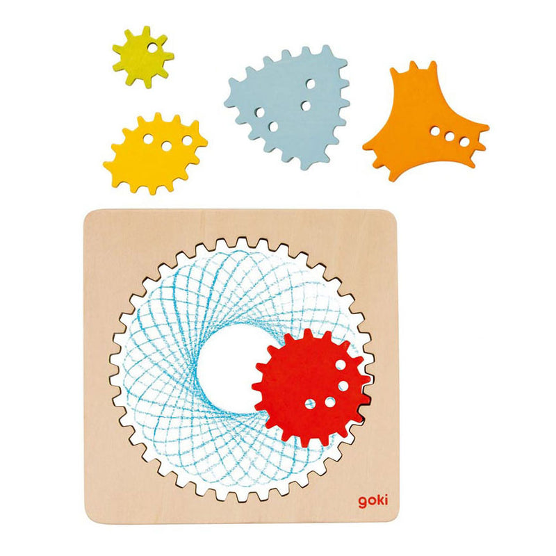Load image into Gallery viewer, Goki houten spirograaf tekenset, 6dlg.