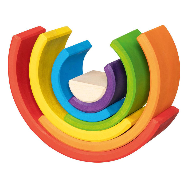 Afbeelding laden in galerijviewer, Goki houten bouwblokken regenboog, 5dlg.