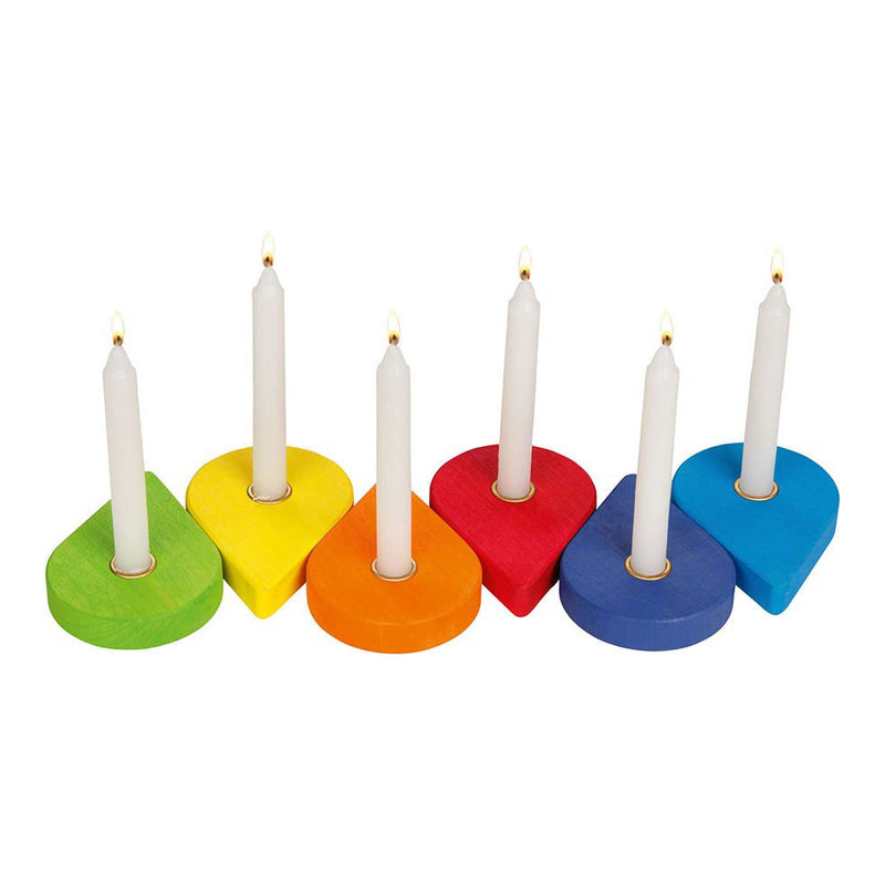 Load image into Gallery viewer, Goki houten verjaardagskrans kandelaars, 6dlg.