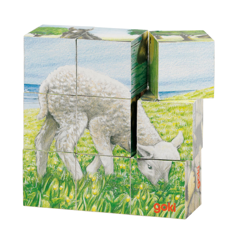 Load image into Gallery viewer, Goki houten blokpuzzel boerderij