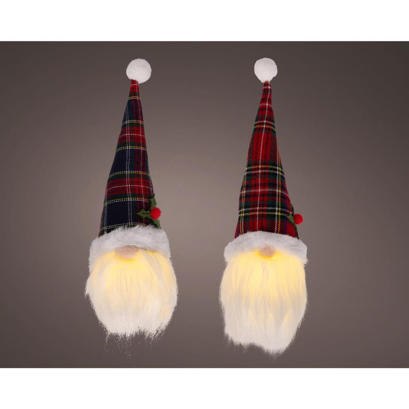 Afbeelding laden in galerijviewer, Lumineo kersthanger gnoom led polyester 6x6x20cm warm wit 2 assorti