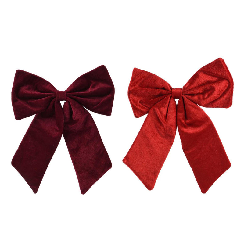 Afbeelding laden in galerijviewer, Decoris strik rood bordeaux 30x35cm 2 assorti