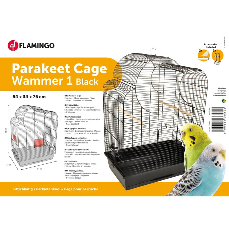 Load image into Gallery viewer, FLAMINGO FLAMINGO Grasparkietenkooi Wammer 1 54x34x75 cm zwart