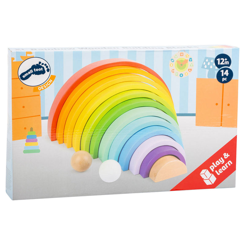 Load image into Gallery viewer, Small foot - houten bouwblokken regenboog xl, 14dlg.