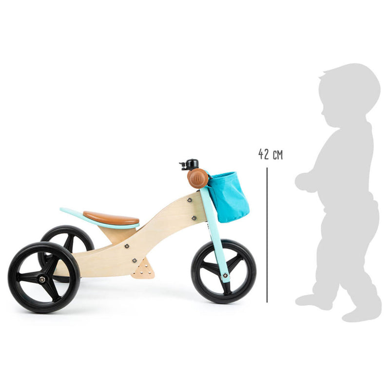 Load image into Gallery viewer, Small foot - houten driewieler en loopfiets 2in1 turquoise
