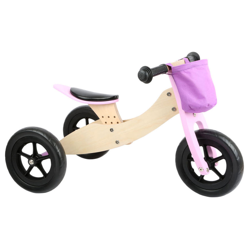 Load image into Gallery viewer, Small foot - houten driewieler en loopfiets 2in1 maxi roze