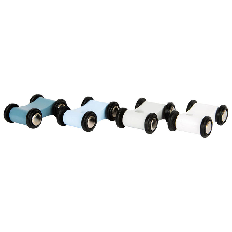Load image into Gallery viewer, Small foot - houten autobaan blauw met 4 auto's