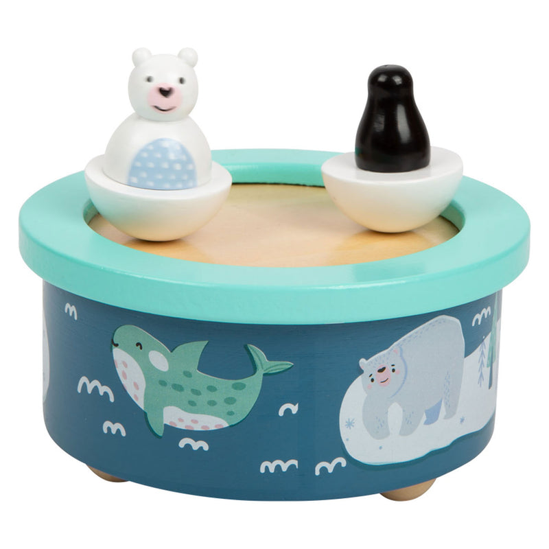 Load image into Gallery viewer, Small foot - houten muziekdoos noordpool opwindbaar