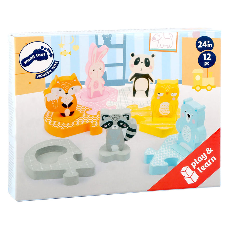 Load image into Gallery viewer, Small foot - houten vormenpuzzel dieren