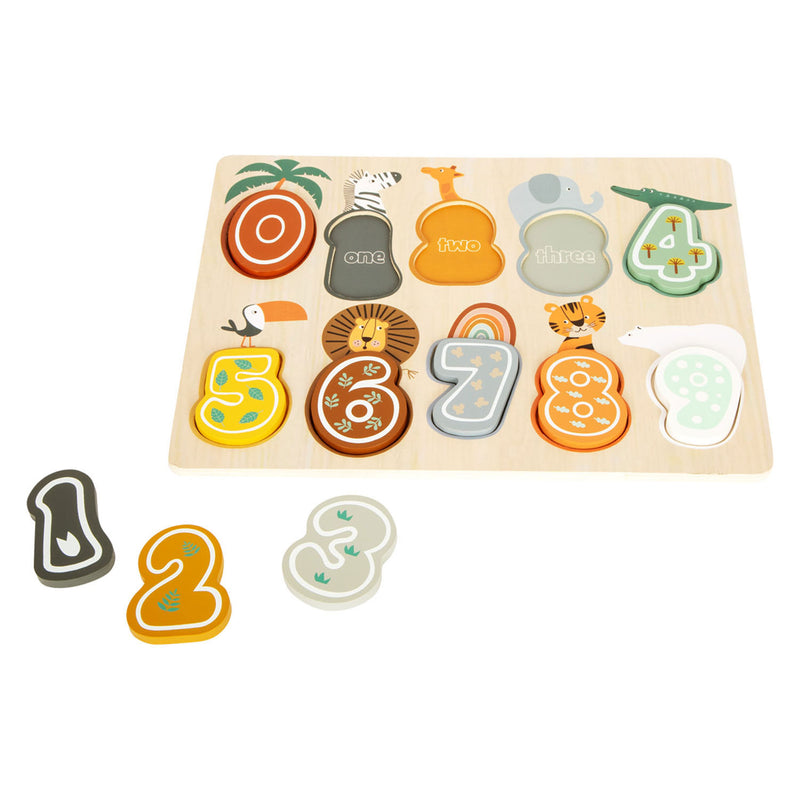Load image into Gallery viewer, Small foot - houten cijfer puzzel safari