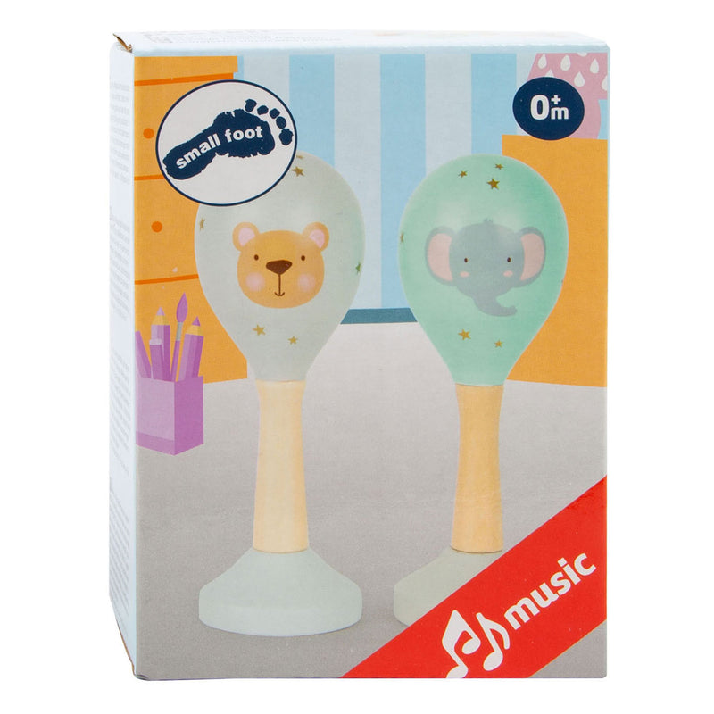 Load image into Gallery viewer, Small foot - houten baby rammelaar maracas dier, set van 2
