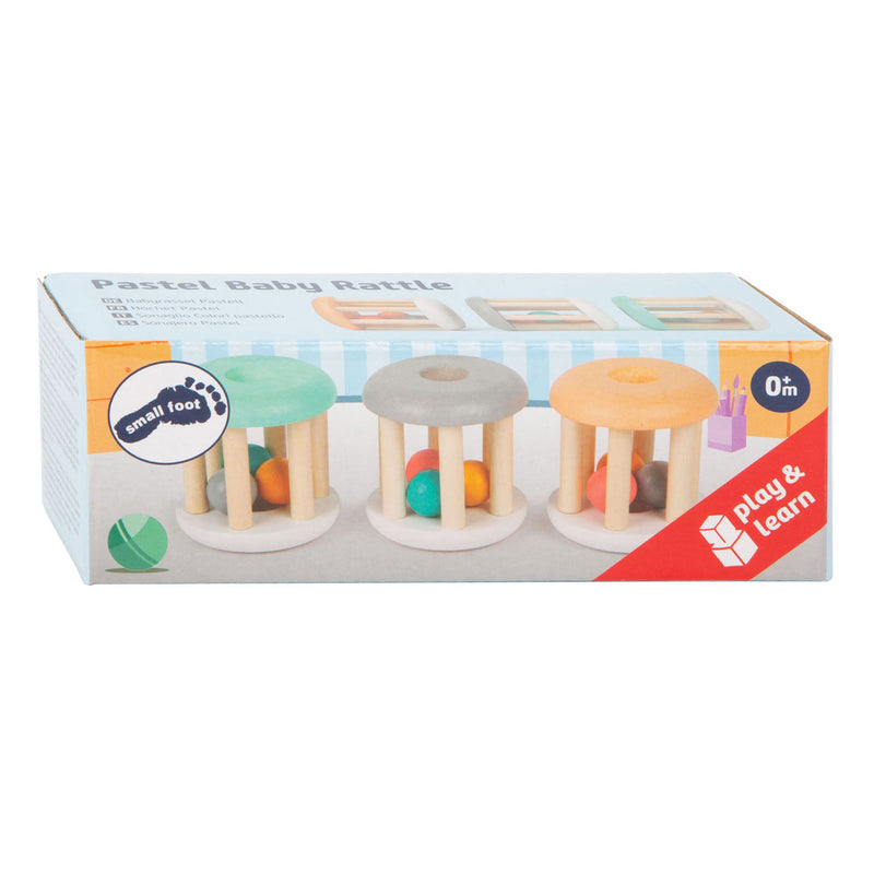 Load image into Gallery viewer, Small foot - houten baby ratel pastel, 3st.