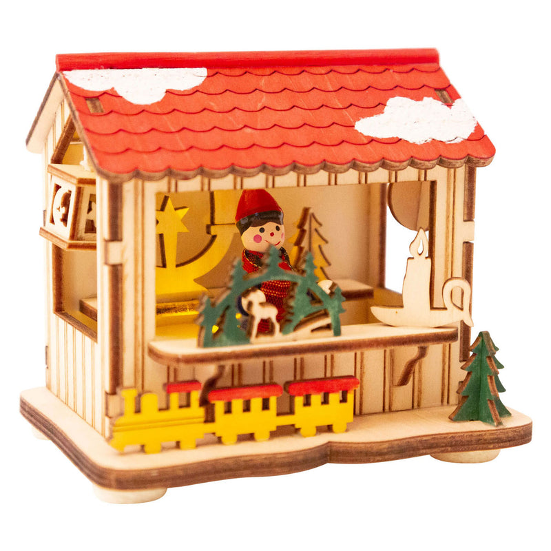 Load image into Gallery viewer, Small Foot Houten Decoratie Kerstmarkt met Lampjes, Set van 3