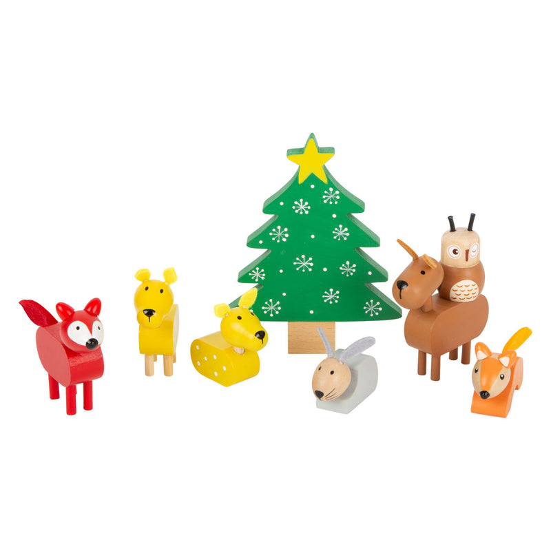 Afbeelding laden in galerijviewer, Small Foot Houten Dieren Kerstmis in het Bos Speelset, 17dlg.