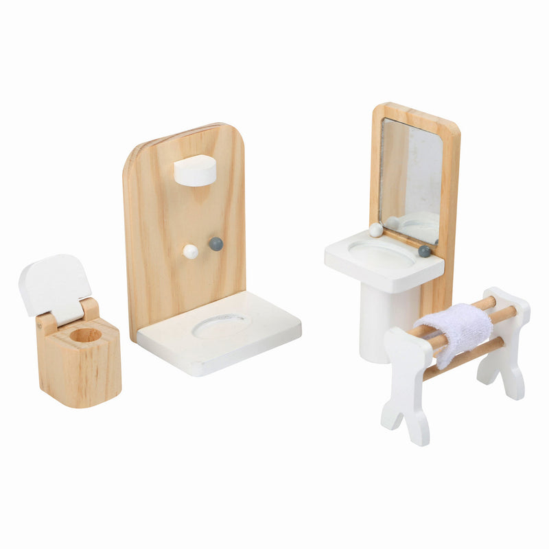 Afbeelding laden in galerijviewer, Small foot - houten poppenhuis meubeltjes complete set, 28dlg.