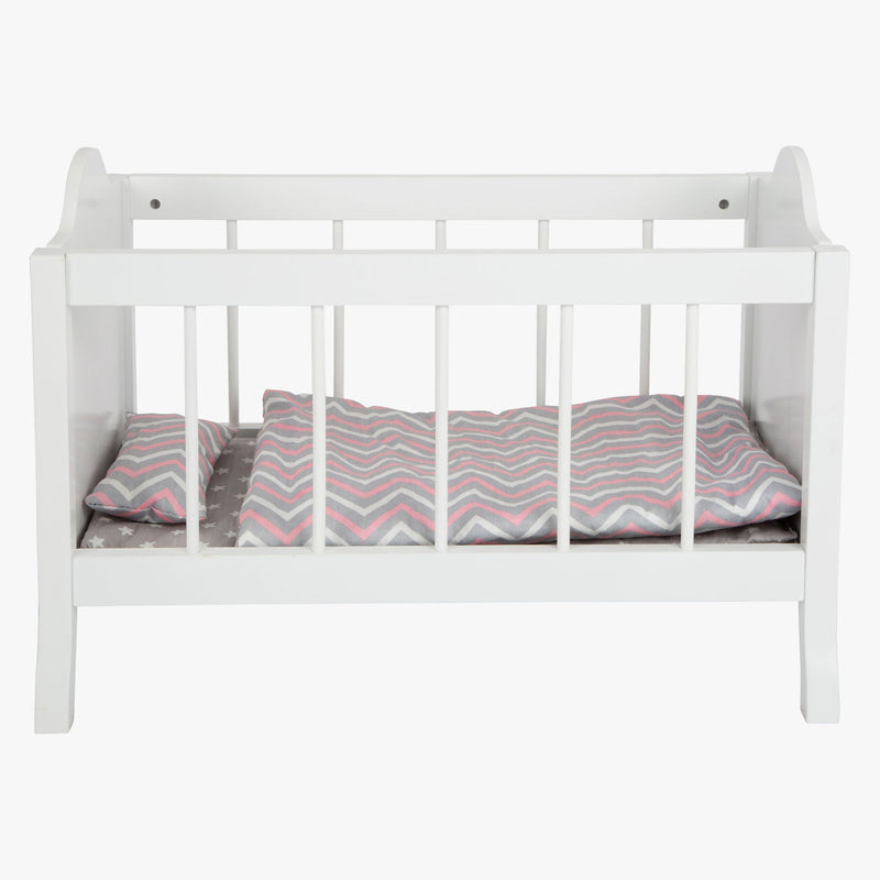 Load image into Gallery viewer, Small foot poppenbed met beddengoed junior 50 x 30 cm hout wit