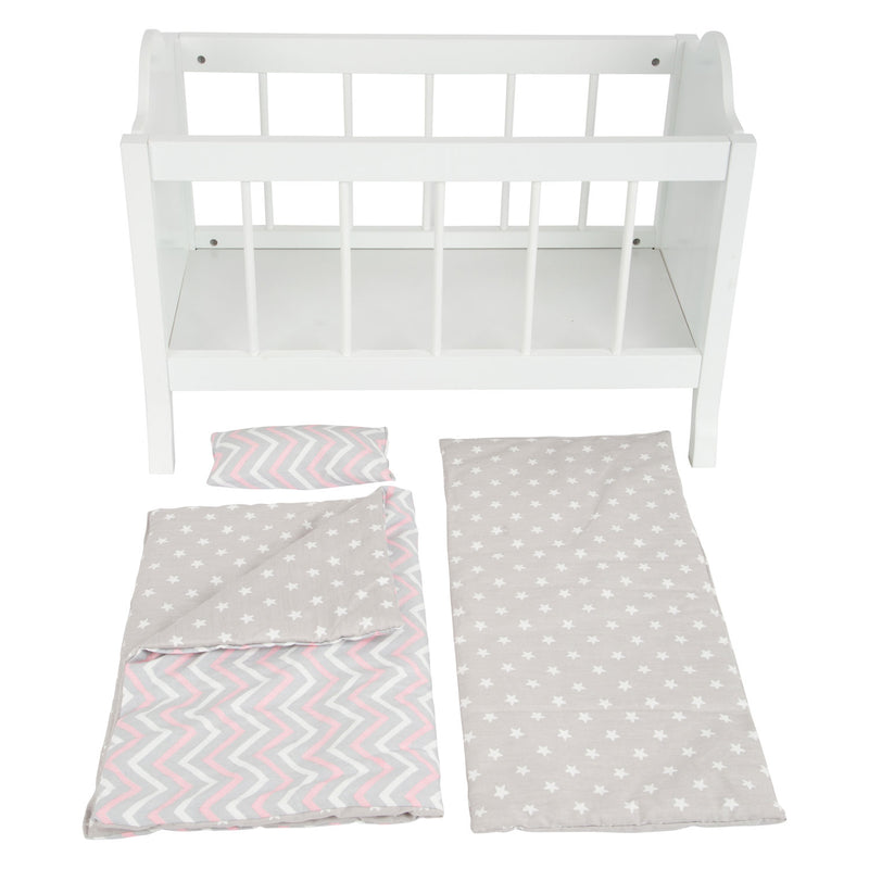 Load image into Gallery viewer, Small foot poppenbed met beddengoed junior 50 x 30 cm hout wit