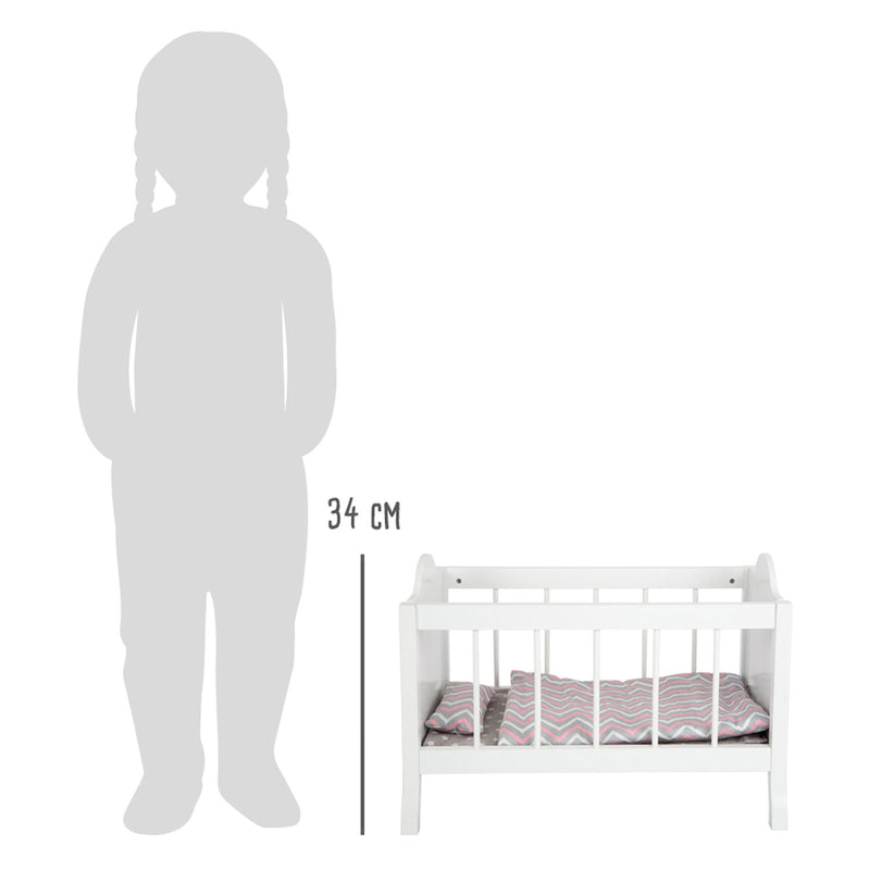 Load image into Gallery viewer, Small foot poppenbed met beddengoed junior 50 x 30 cm hout wit