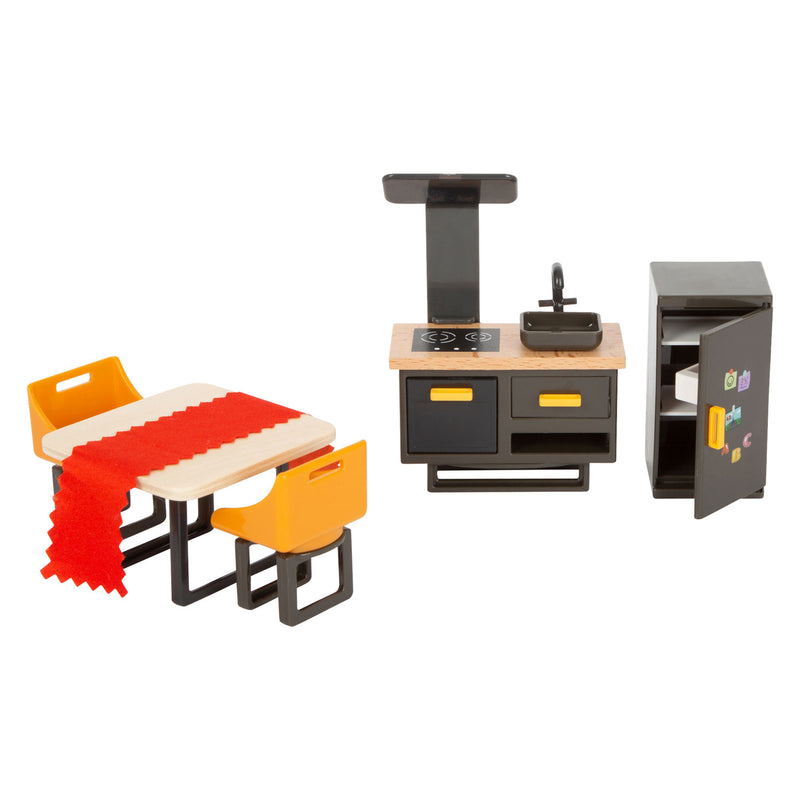 Load image into Gallery viewer, Small foot - houten poppenhuis meubeltjes modern complete set, 31dlg.