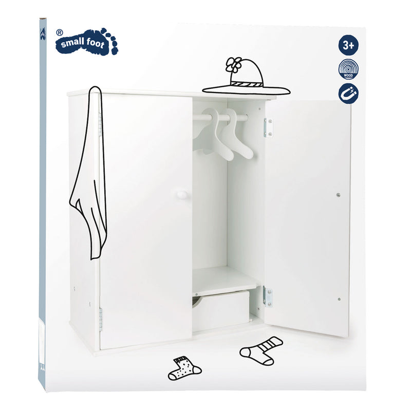 Load image into Gallery viewer, Small foot houten poppen kledingkast 53 cm wit