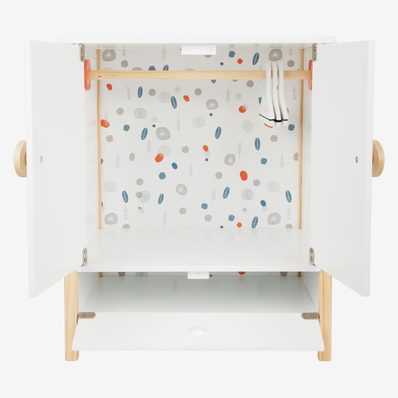 Load image into Gallery viewer, Small foot - houten poppen kledingkast little button met hangers , 3dlg.