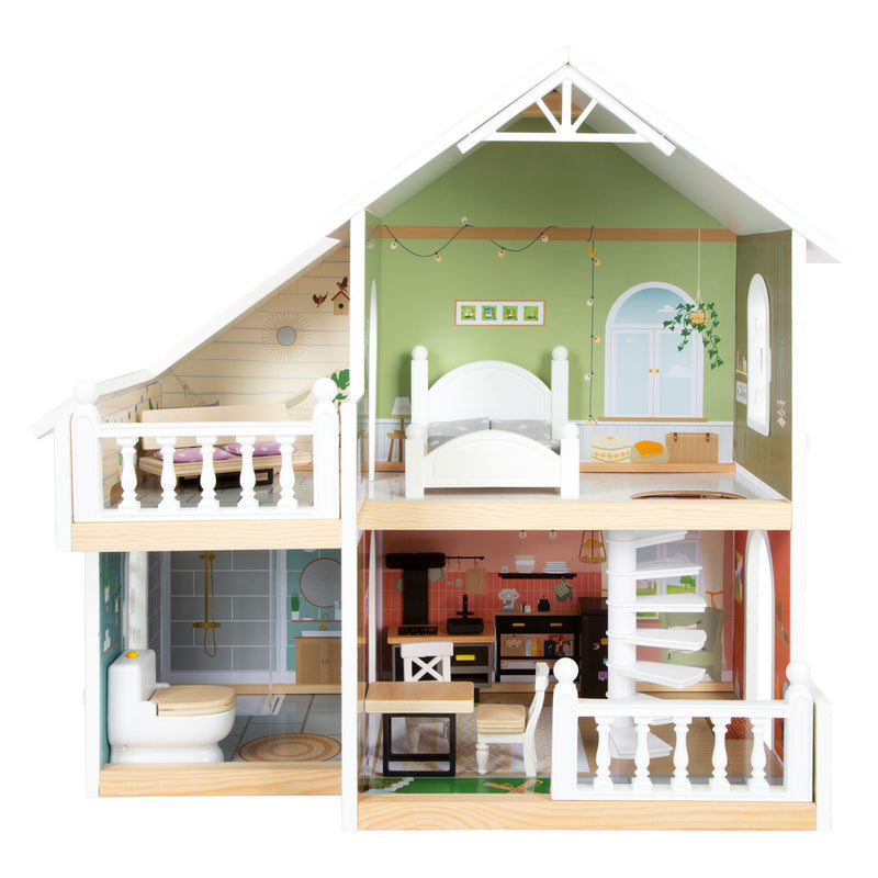 Load image into Gallery viewer, Small foot - houten urban villa poppenhuis met meubeltjes, 9dlg.