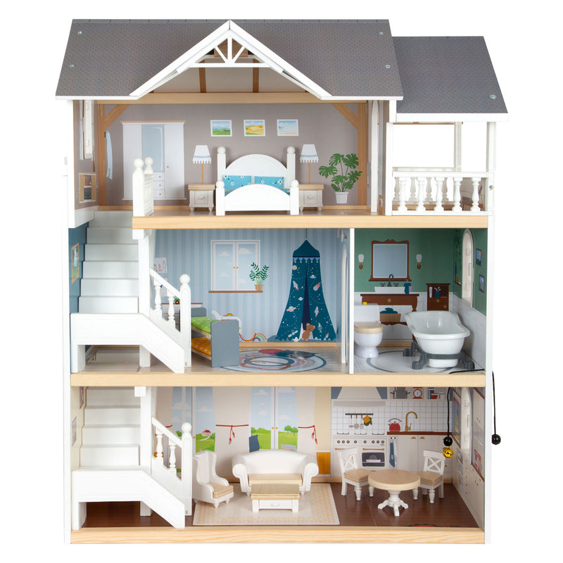 Afbeelding laden in galerijviewer, Small foot - houten urban villa poppenhuis met accessoires, 13dlg.
