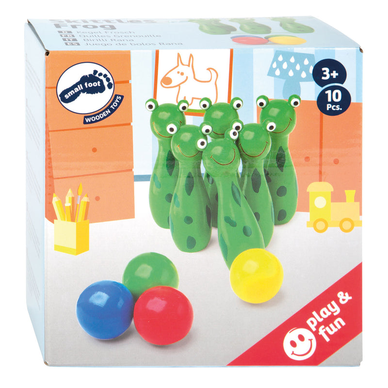 Load image into Gallery viewer, Small foot - houten kikker kegelen werpspel, 10dlg.