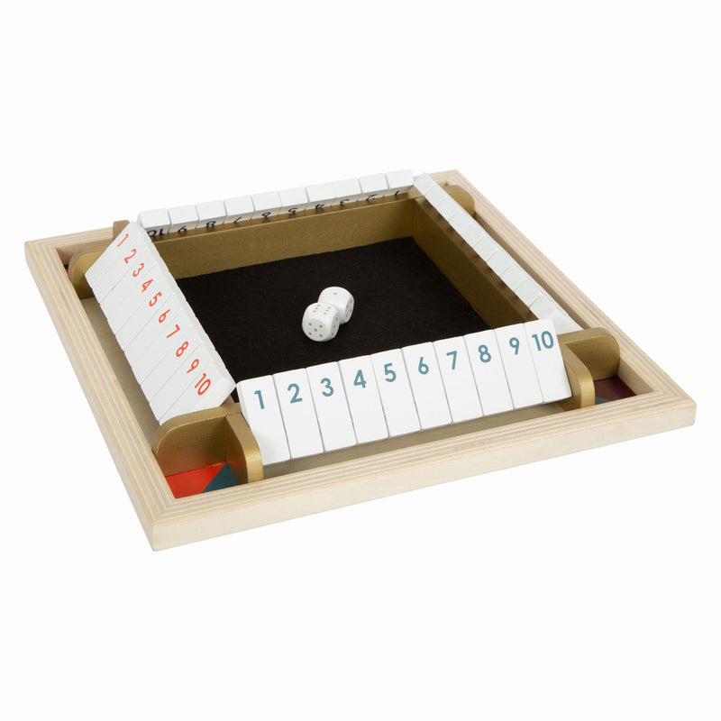 Afbeelding laden in galerijviewer, Small foot - shut the box houten dobbelspel gouden editie