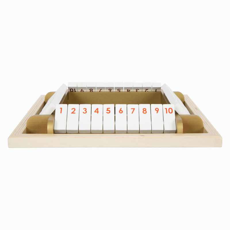 Afbeelding laden in galerijviewer, Small foot - shut the box houten dobbelspel gouden editie