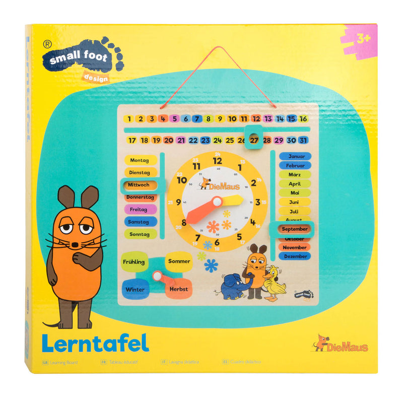 Load image into Gallery viewer, Small foot - houten leerbord klok kijken muis - duitstalig