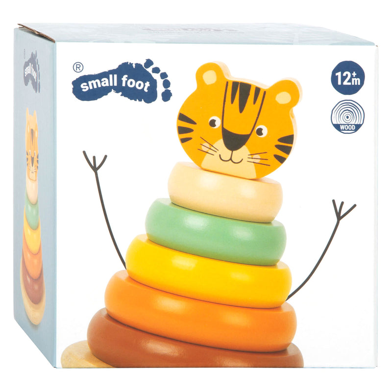 Load image into Gallery viewer, Small foot - houten stapeltoren safari tijger, 7dlg.