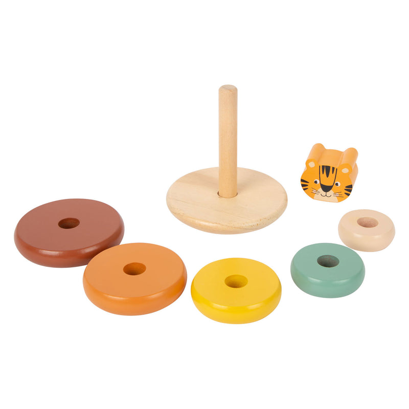 Afbeelding laden in galerijviewer, Small foot - houten stapeltoren safari tijger, 7dlg.